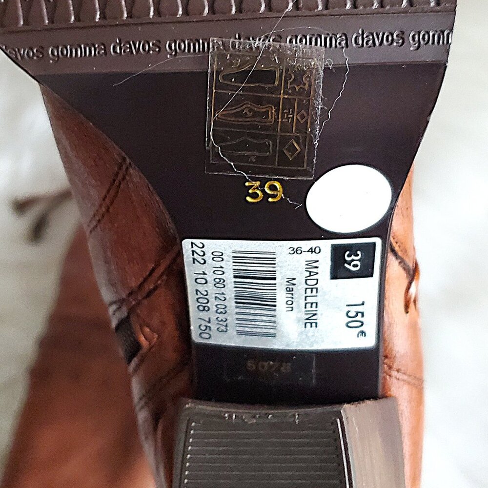 Andre' Cognac Leather Riding Studded Side Zipper Knee High Boot SZ 8 - Picture 12 of 16